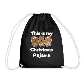 Quokka Christmas Pajamas - Drawstring Bag - black - Front
