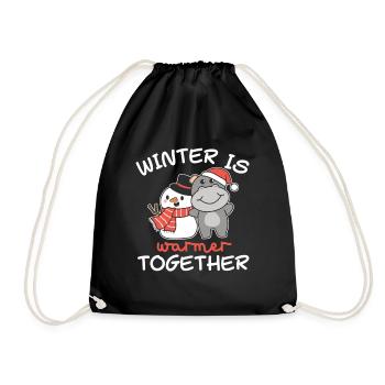 Hippo Winter est plus chaud ensemble Bonhomme de neige - Sac de sport léger - noir - Devant