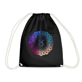 Symbole du zodiaque Taureau Mandala - Sac de sport léger - noir - Devant