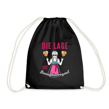 Die Lage Ist Besäufniserregend Dirndl Trachten - Turnbeutel - Schwarz - Vorne