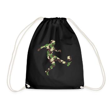 Soccer Player Silhouette Camouflage Flag Soccer Pl - Turnbeutel - Schwarz - Vorne