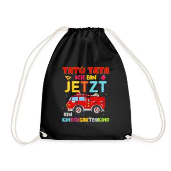 Ich bin jetzt ein Kindergartenkind Feuerwehr - Turnbeutel - Schwarz - Vorne