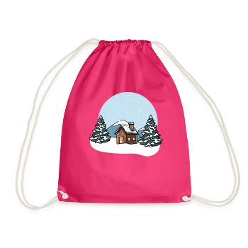 Winter landscape snow - Drawstring Bag - fuchsia - Front