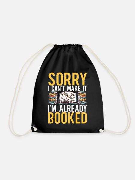 Reading Books Bookworm Library - Drawstring Bag - black