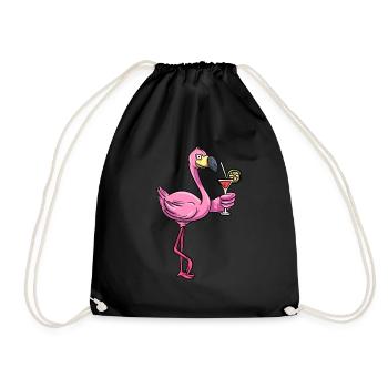 Flamingo Pink Bird - Drawstring Bag - black - Front