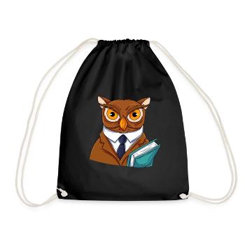 Owl Bird Eagle Owl - Drawstring Bag - black - Front