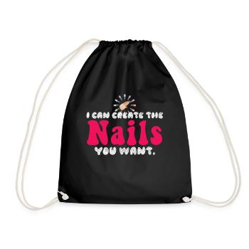 I create the nails you want manicure - Drawstring Bag - black - Front