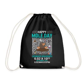 Happy Mole Day Shirt, Celebrate Avogadro's Mole - Drawstring Bag - black - Front