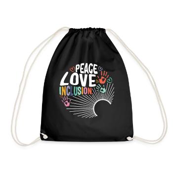 Inclusion Matters Shirt, Peace Love Inclusion - Drawstring Bag - black - Front
