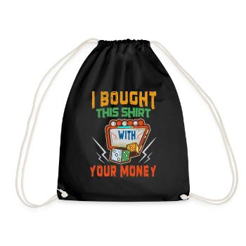 Casino Gambling Slot Machine Card Game - Drawstring Bag - black - Front