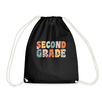 Second Class Team Groovy Retro Teacher Gift - Drawstring Bag - black - Front