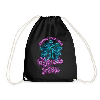 Karaoke Singer 80s Retro Support - Drawstring Bag - black - Front