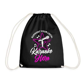 Karaoke Singer Support Your Local - Drawstring Bag - black - Front