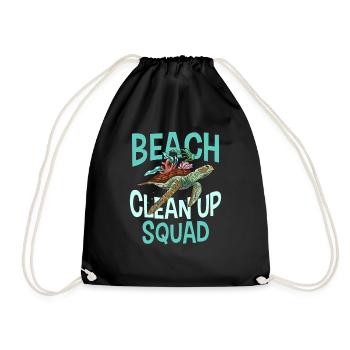 Beach Clean Up Squad Strandreinigung Strand - Turnbeutel - Schwarz - Vorne