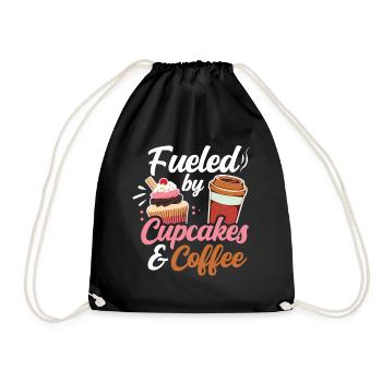 Angetrieben Von Cupcakes Und Kaffee Cupcake Essen - Turnbeutel - Schwarz - Vorne