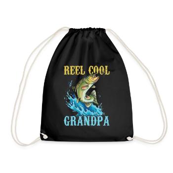 Reel Cool Grandpa Angler Fishing Fishing Fisherman - Drawstring Bag - black - Front