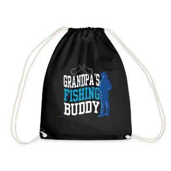Grandfather's fishing buddy fishing fishing friend fishing - Drawstring Bag - black - Front