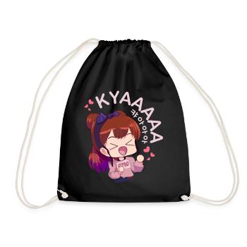 Kyaa Funny KPOP Anime Chibi Korean Pop Music - Drawstring Bag - black - Front