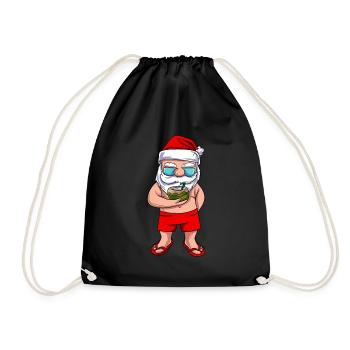 Beach Santa Claus Xmas - Drawstring Bag - black - Front