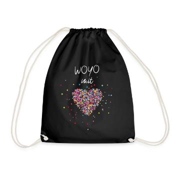 Woyo Yoga mit Herz Meditation Namaste Yogalehrerin - Turnbeutel - Schwarz - Vorne