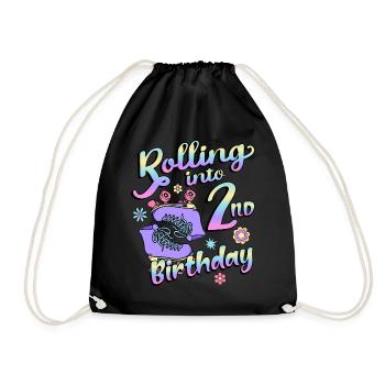 Rolling Into 2nd Birthday Quad Skater Rollschuhe - Turnbeutel - Schwarz - Vorne