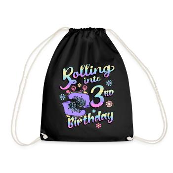 Rolling Into 3rd Birthday Quad Skater Rollschuhe - Turnbeutel - Schwarz - Vorne