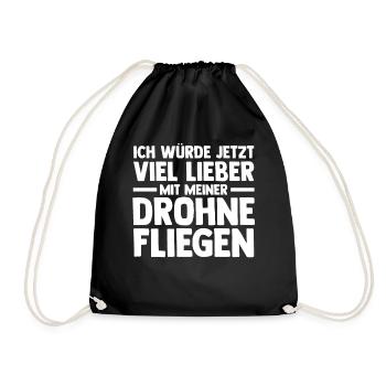 Drohne Pilot Drohnen - Turnbeutel - Schwarz - Vorne