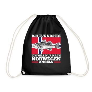 Angeln Angler Fischen Norwegen - Turnbeutel - Schwarz - Vorne