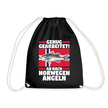 Angeln Angler Fischen Norwegen - Turnbeutel - Schwarz - Vorne