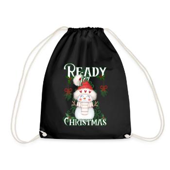 Ready for Christmas - Sweet Snowman Christmas - Drawstring Bag - black - Front
