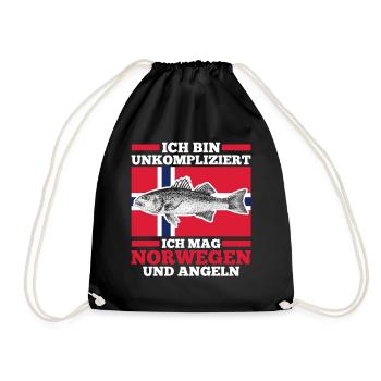 Angeln Angler Fischen Norwegen - Turnbeutel - Schwarz - Vorne