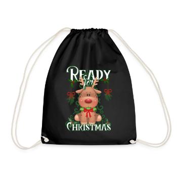 Noël - Prêt pour Noël - Renne doux - Sac de sport léger - noir - Devant