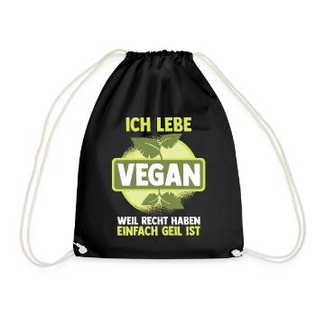 Fleischlos Vegan Pflanzlich Veganer - Turnbeutel - Schwarz - Vorne