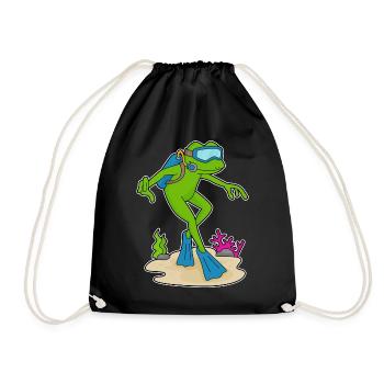 Frosch Taucher Schwimmbrille Tauchen - Turnbeutel - Schwarz - Vorne