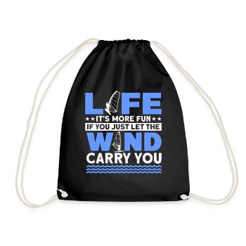 Life Is More Fun With WInd Surfing For Wind Surfin - Drawstring Bag - black - Front