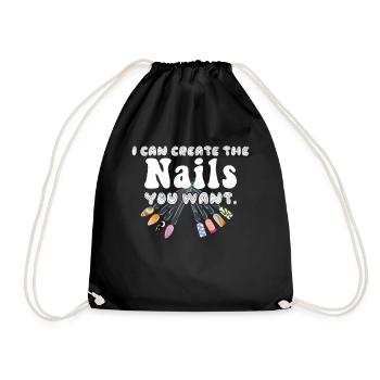 I create the nails you want manicure - Drawstring Bag - black - Front
