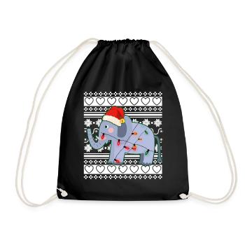 Pull de Noël moche éléphant de Noël - Sac de sport léger - noir - Devant