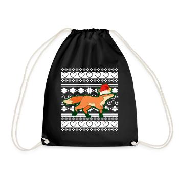 Ugly Christmas Sweater Christmas Fox - Drawstring Bag - black - Front
