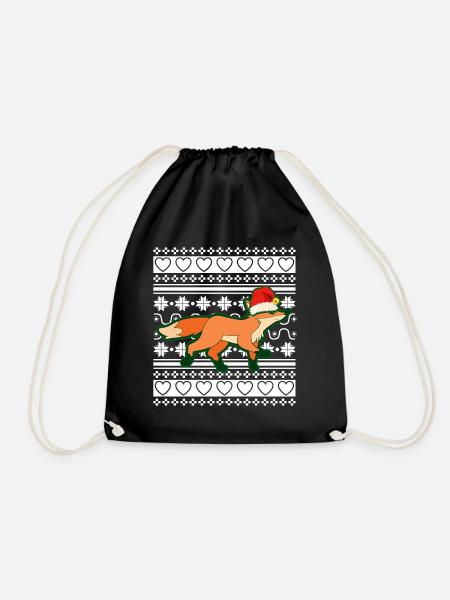 Ugly Christmas Sweater Weihnachten Fuchs - Turnbeutel - Schwarz