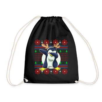 Ugly Christmas Sweater Tshirt Weihnachten Pinguin - Turnbeutel - Schwarz - Vorne