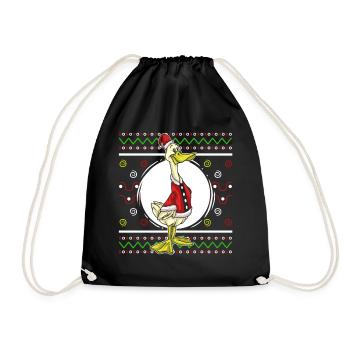 Ugly Christmas Sweater Tshirt Weihnachten Ente - Turnbeutel - Schwarz - Vorne