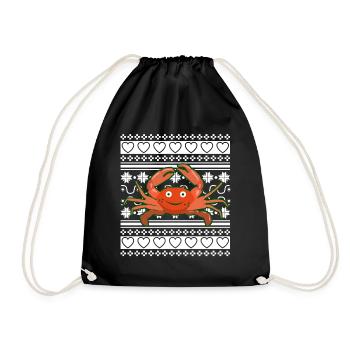 Ugly Christmas Sweater Tshirt Weihnachten Krabbe - Turnbeutel - Schwarz - Vorne