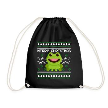 Ugly Christmas Sweater Tshirt Weihnachten Frosch - Turnbeutel - Schwarz - Vorne