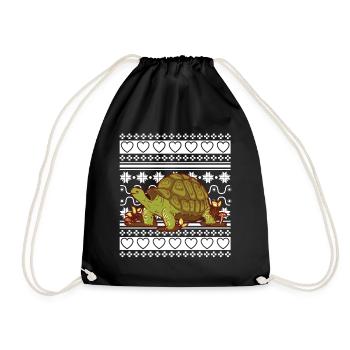 Ugly Christmas Sweater Weihnachten Schildkröte - Turnbeutel - Schwarz - Vorne