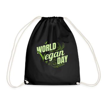 Logo de la Journée mondiale du végétalien vert, Go Vegan - Sac de sport léger - noir - Devant