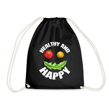 Veggie Face Is Healthy And Happy Because It Is - Drawstring Bag - black - Front