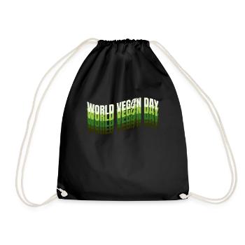 Vintage Logo World Vegan Day - Drawstring Bag - black - Front