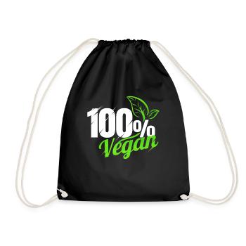 Vegetarian Logo For People Who Are 100 Per Cent - Drawstring Bag - black - Front
