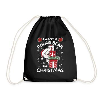 Je veux un ours polaire pour Noël mignons ours polaires - Sac de sport léger - noir - Devant