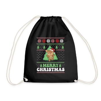 Joyeux Noël rétro moche cerf de Noël - Sac de sport léger - noir - Devant